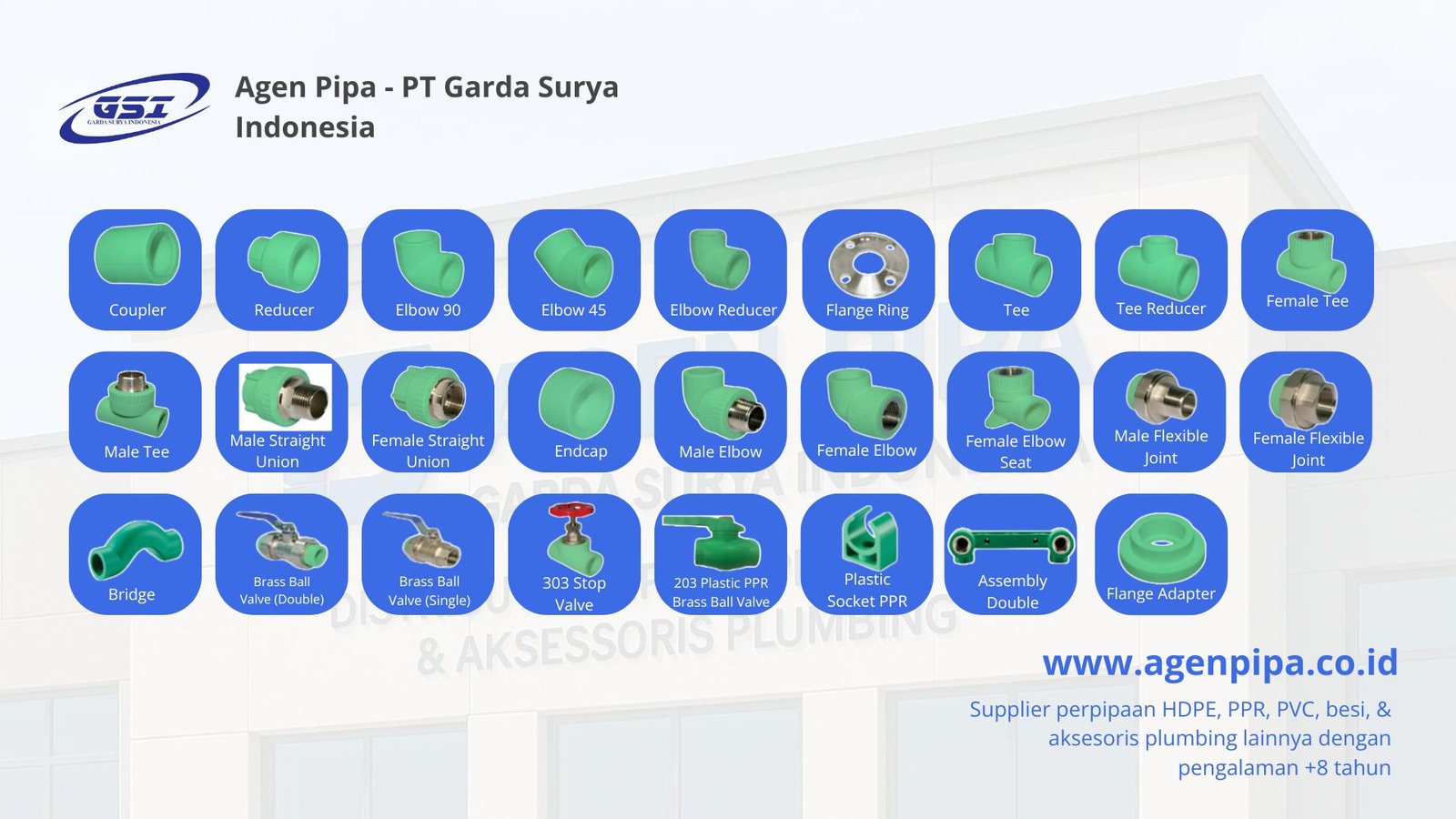 AKSESORIS PIPA PPR, GARDA SURYA INDONESIA, AGEN PIPA